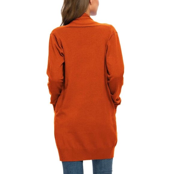 FREE w/Purchase NWT MicroStar Open Front Knit Shrug Cardigan w/ Pockets - Orange - Picture 2 of 12